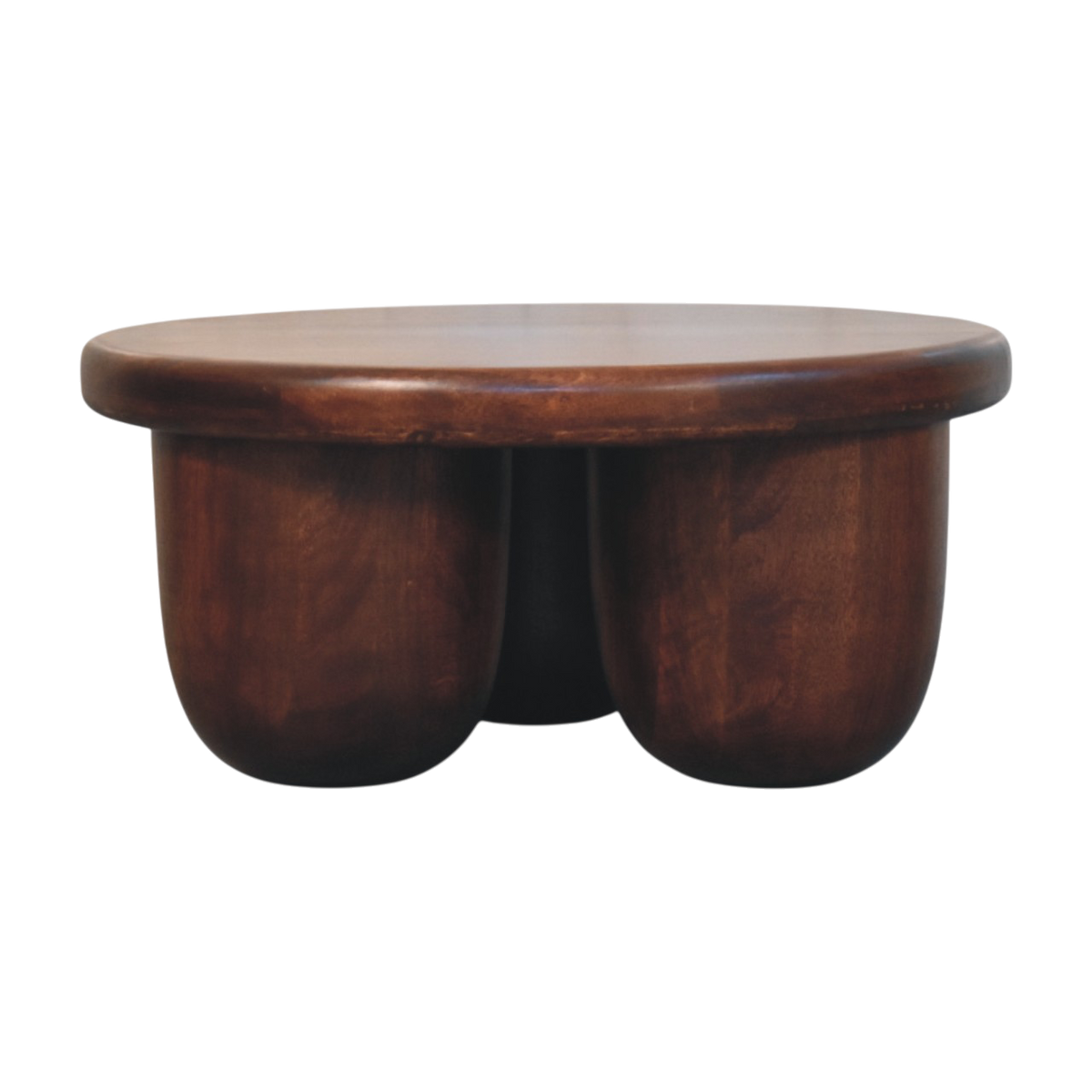 Ardennes Pillar Coffee Table in Claret, three-quarter view showing the full profile.