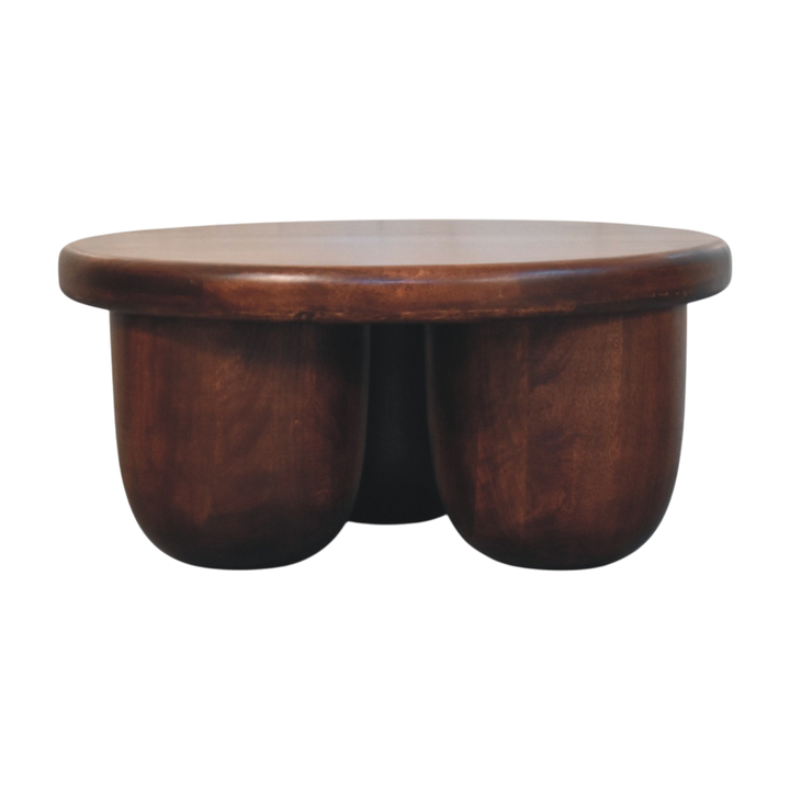 Ardennes Pillar Coffee Table in Claret, three-quarter view showing the full profile.