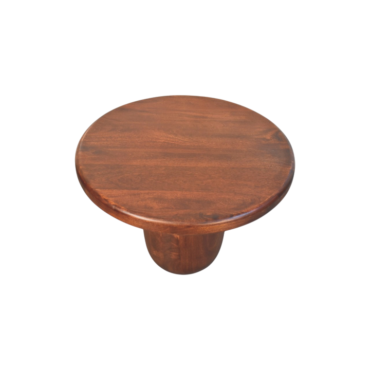 Ardennes Pillar Coffee Table in Claret, raised three-quarter view showing the top surface.