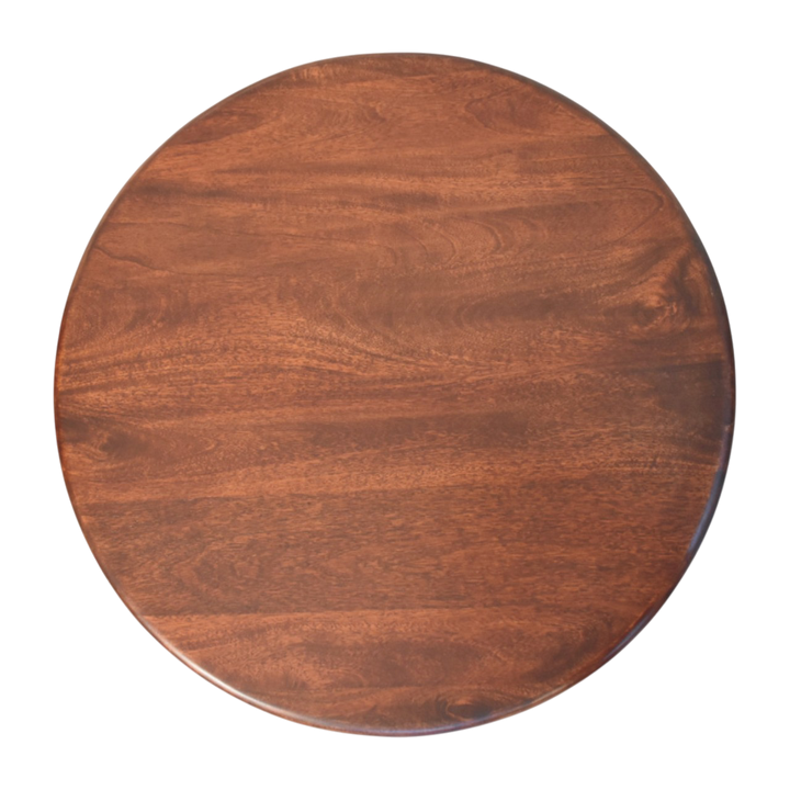 Ardennes Pillar Coffee Table in Claret, viewed from above.