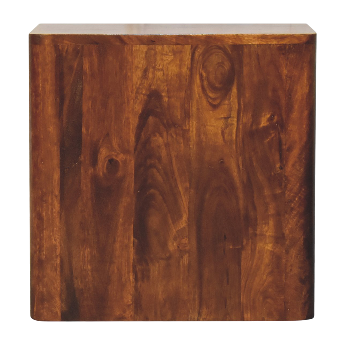 Ashcombe 3-Drawer Bedside Table in Russet, viewed from the back.