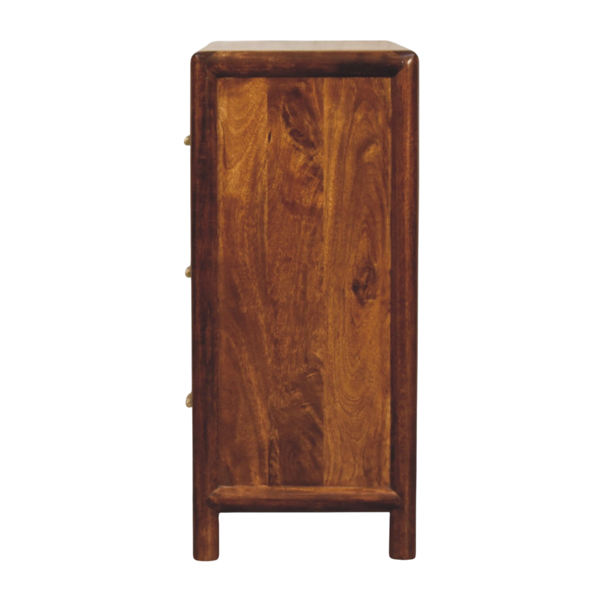 Ashcombe 3-Drawer Chest in Russet, side view showing the depth.