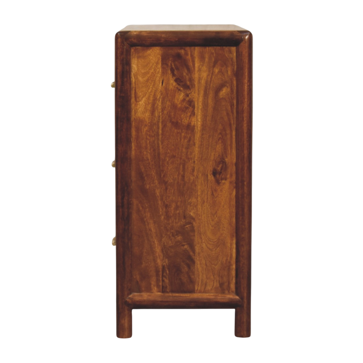 Ashcombe 3-Drawer Chest in Russet, side view showing the depth.