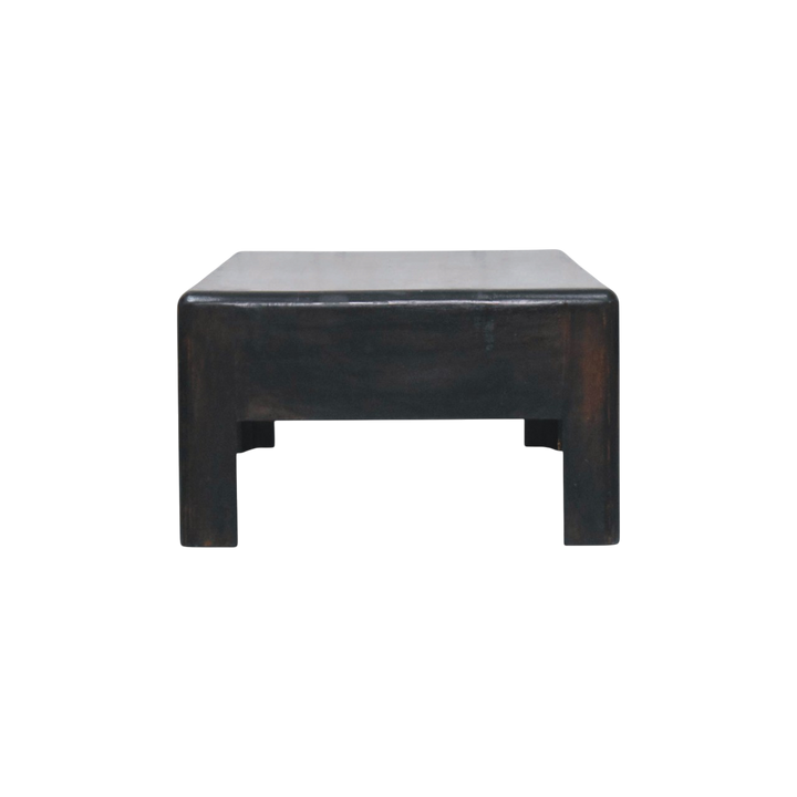Ashcombe Block Coffee Table in Espresso, side view showing the depth.