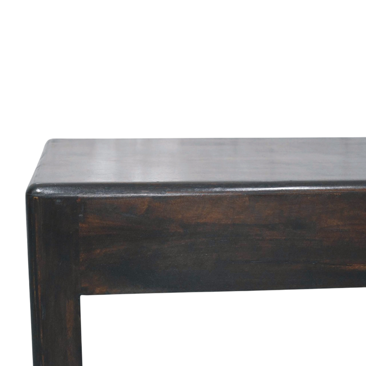 Close view of the top on the Ashcombe Block Coffee Table in Espresso.