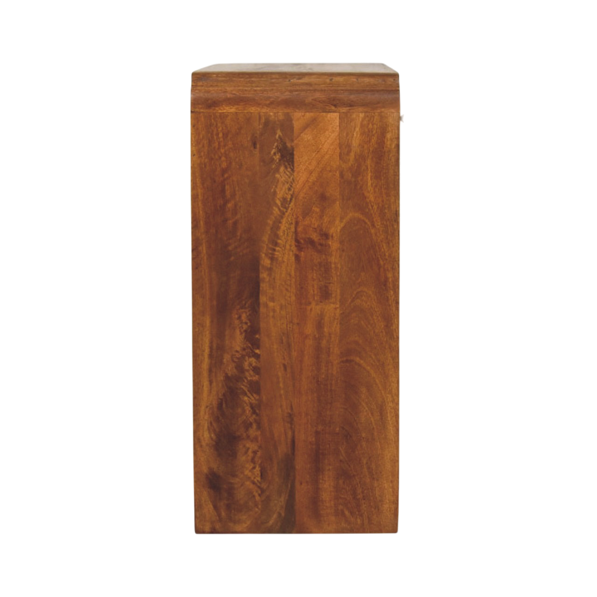 Ashford Open Console Table in Chestnut, side view showing the depth.