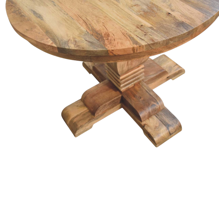 Ashford Round Pedestal Table in Amber, viewed from above.