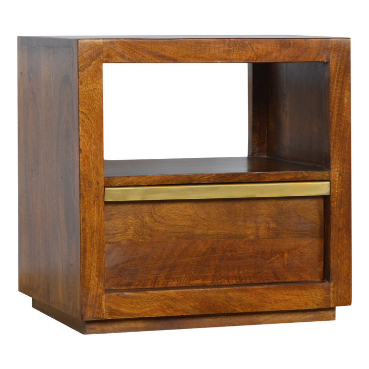 Belgrave Bedside Table in Chestnut, three-quarter view showing the full profile.