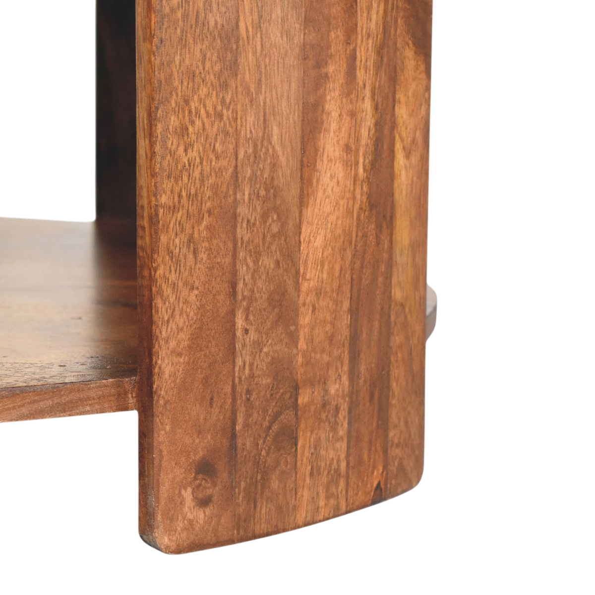 Close view of the turned legs on the Belgrave Leather Coffee Table in Almond with Tobacco Leather.