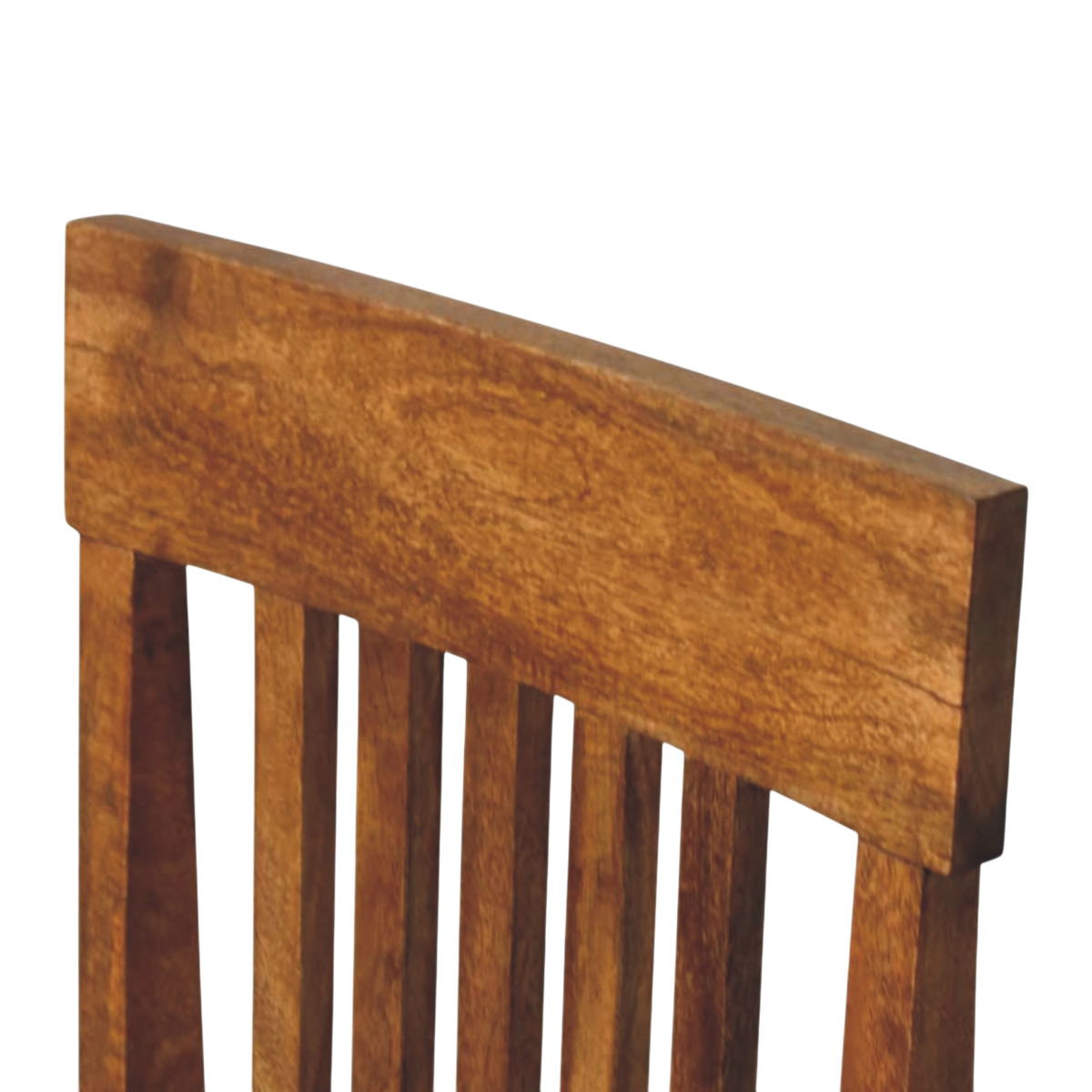 Close view of the slatted frame on the Belvedere Slatted Dining Chair in Amber with Tobacco Leather.