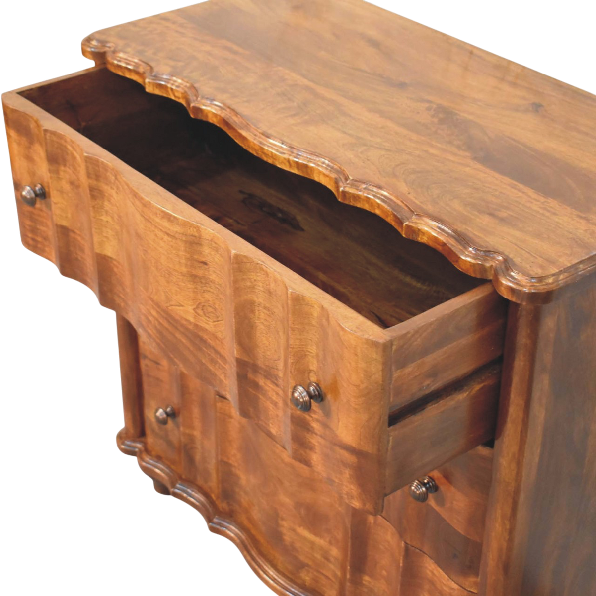 Bibury Chest-of-Drawers in Chestnut, shown with a drawer open.