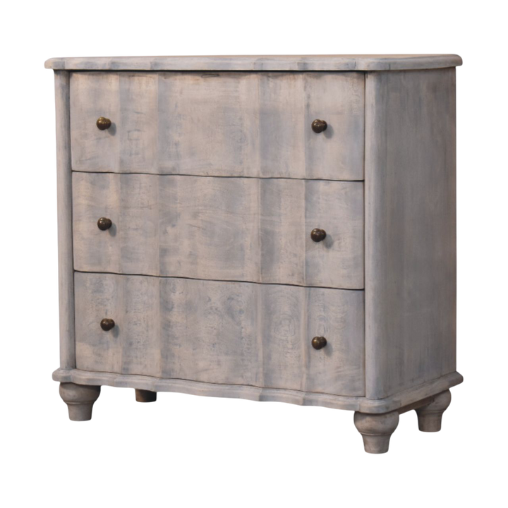 Bibury Chest-of-Drawers in Stone, three-quarter view showing the full profile.