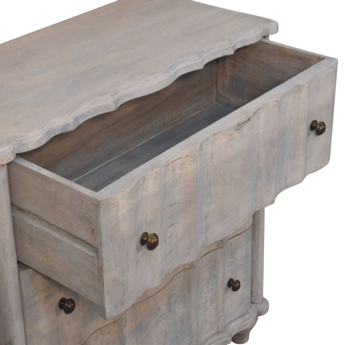 Bibury Chest-of-Drawers in Stone, shown with a drawer open.