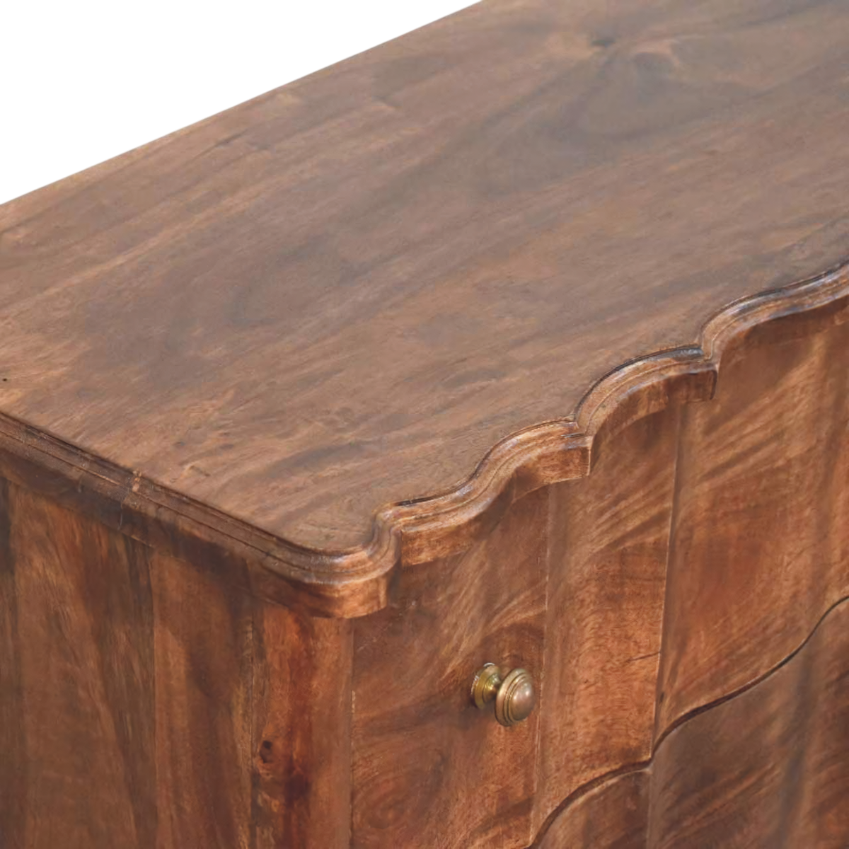 Close view of the top on the Bibury Chest-of-Drawers in Cocoa.