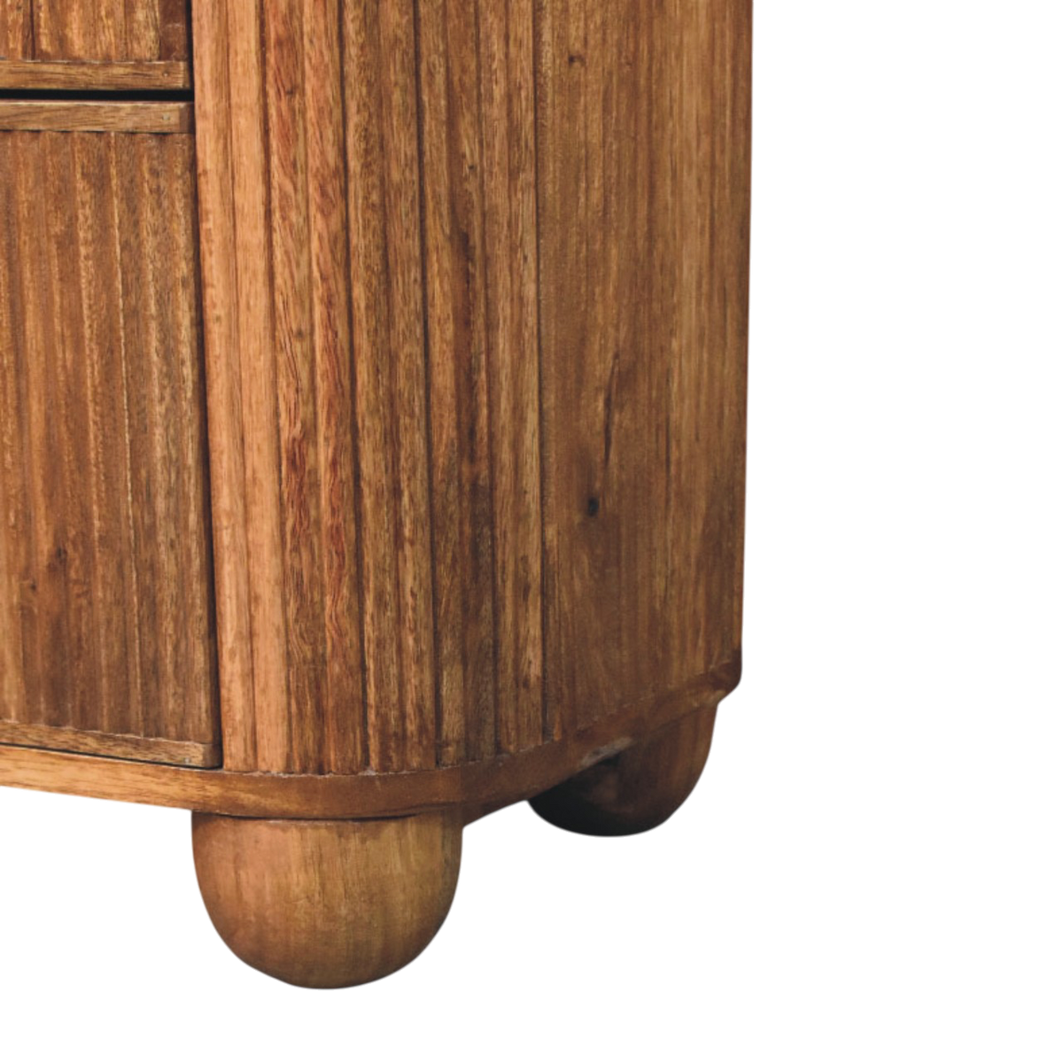 Close view of the feet on the Bramante Marble Chest in Russet.