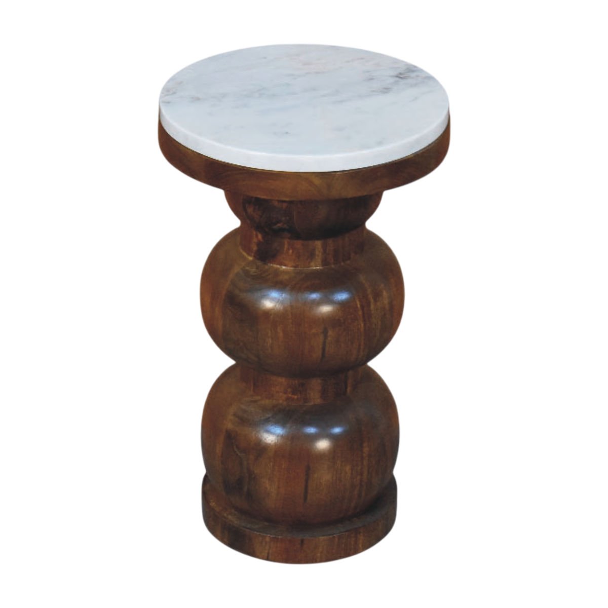 Bramante Marble Side Table in Russet, three-quarter view showing the full profile.