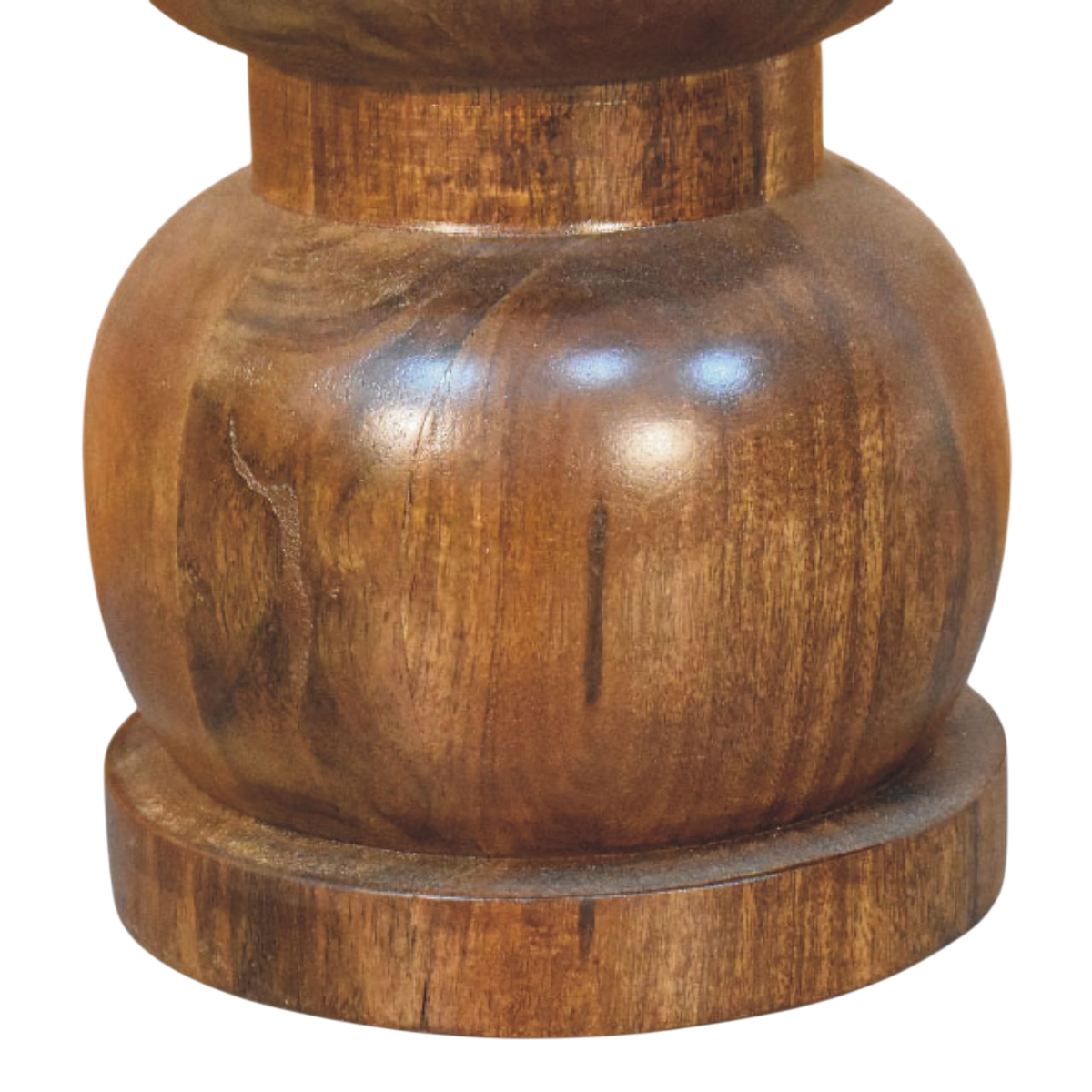 Close view of the base on the Bramante Marble Side Table in Russet.