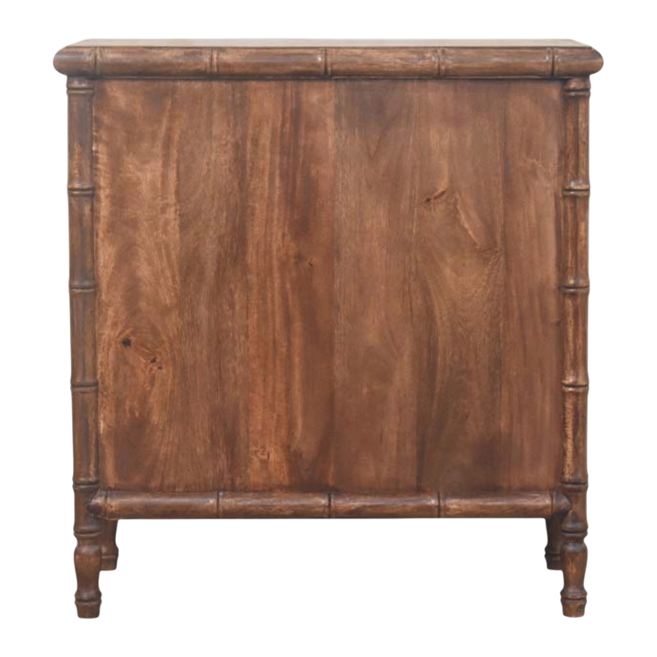 Brighton 3-Drawer Chest in Almond, rear view.