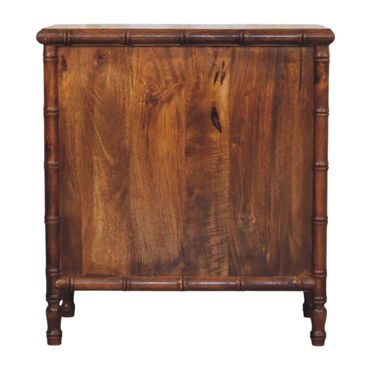 Brighton 3-Drawer Chest in Russet, side view showing the depth.