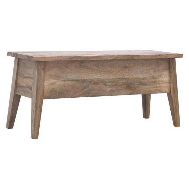 Brighton Lid-Up Storage Bench in Amber, three-quarter view showing the full profile.