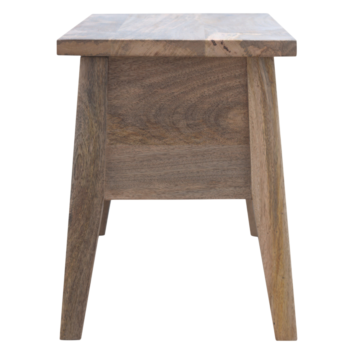 Brighton Lid-Up Storage Bench in Amber, side view showing the depth.