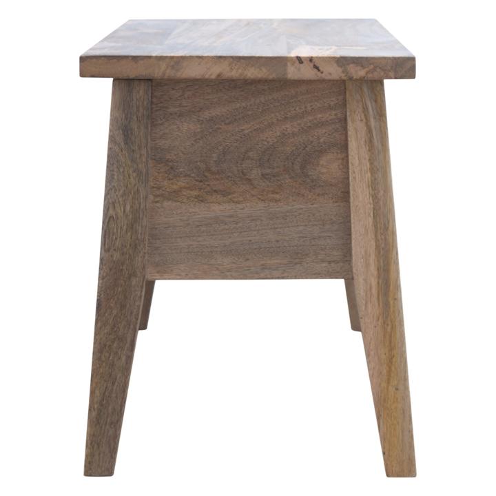 Brighton Lid-Up Storage Bench in Amber, side view showing the depth.