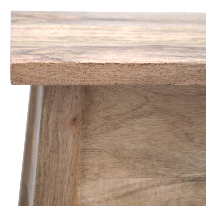 Close view of the top on the Brighton Lid-Up Storage Bench in Amber.