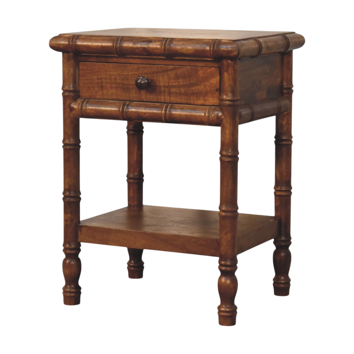 Brighton Open Nightstand in Russet, three-quarter view showing the full profile.