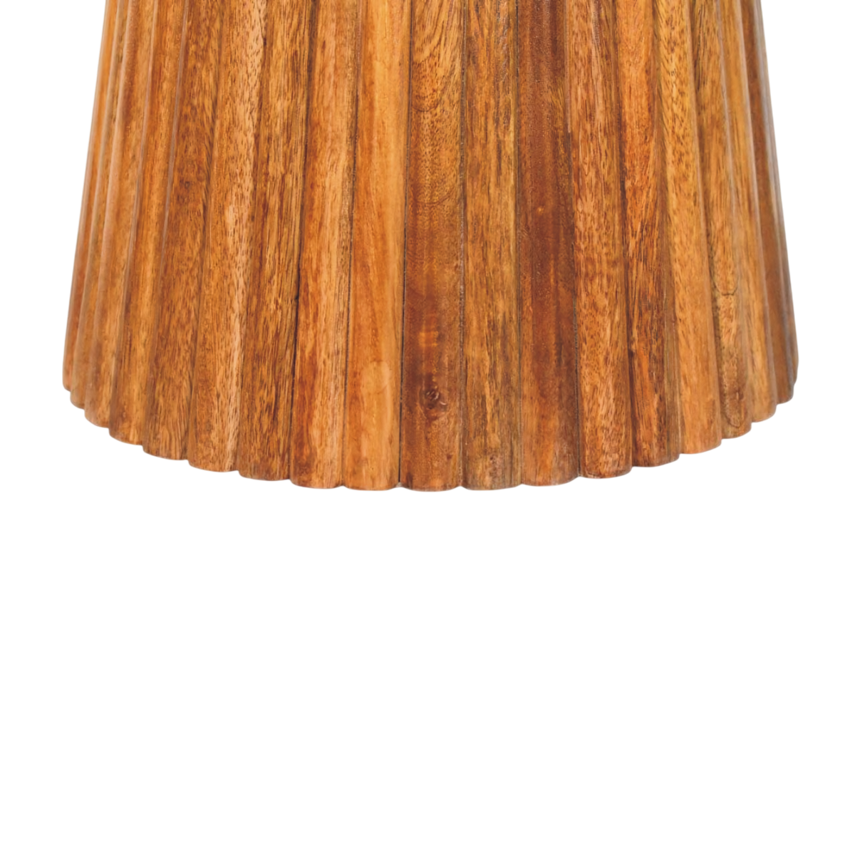 Close view of the base on the Capri Fluted Pedestal Table in Amber.