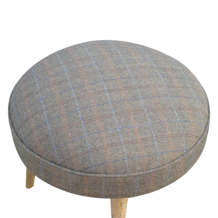 Cheltenham Square Footstool in Heritage Tweed, side view showing the depth.