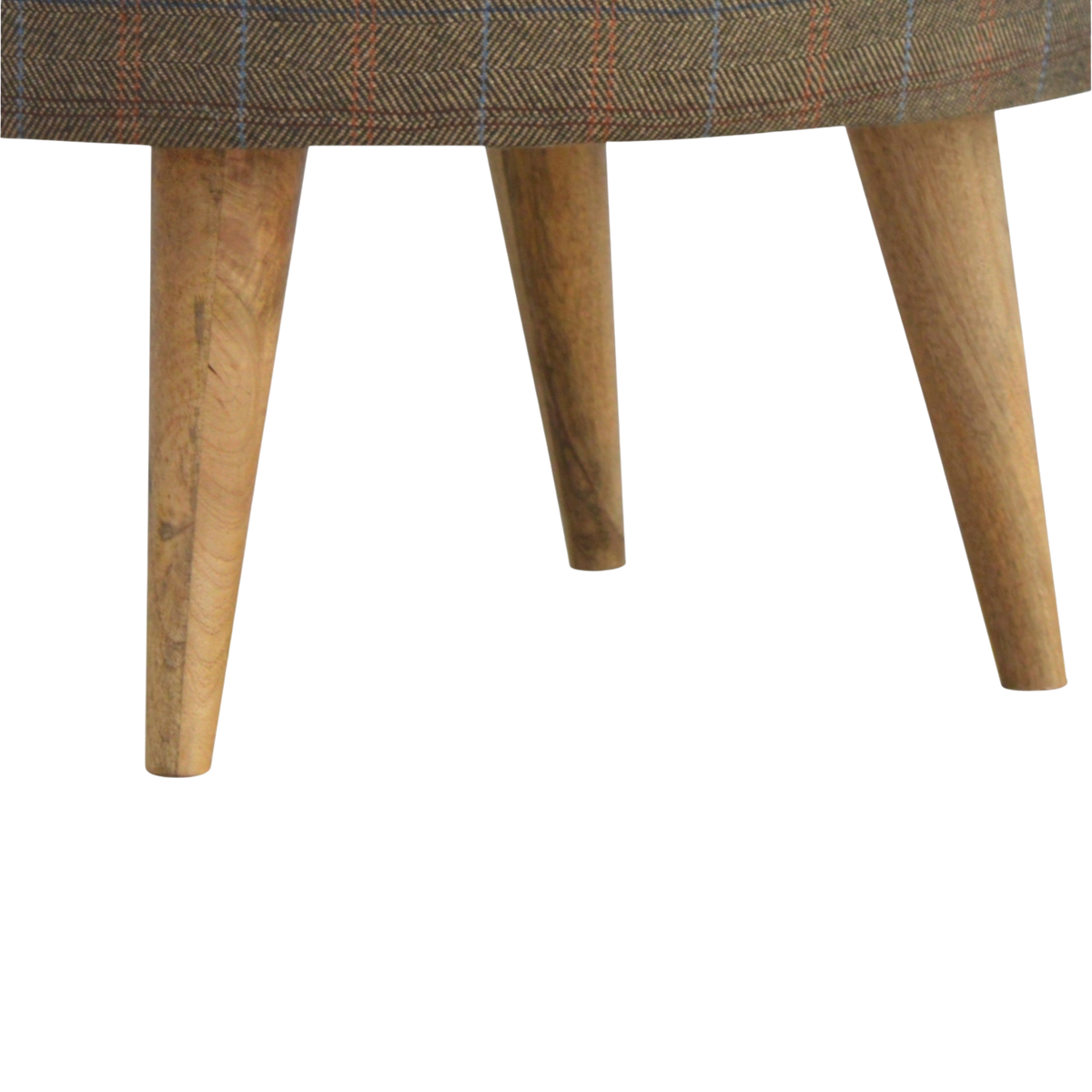Close view of the legs on the Cheltenham Square Footstool in Heritage Tweed.