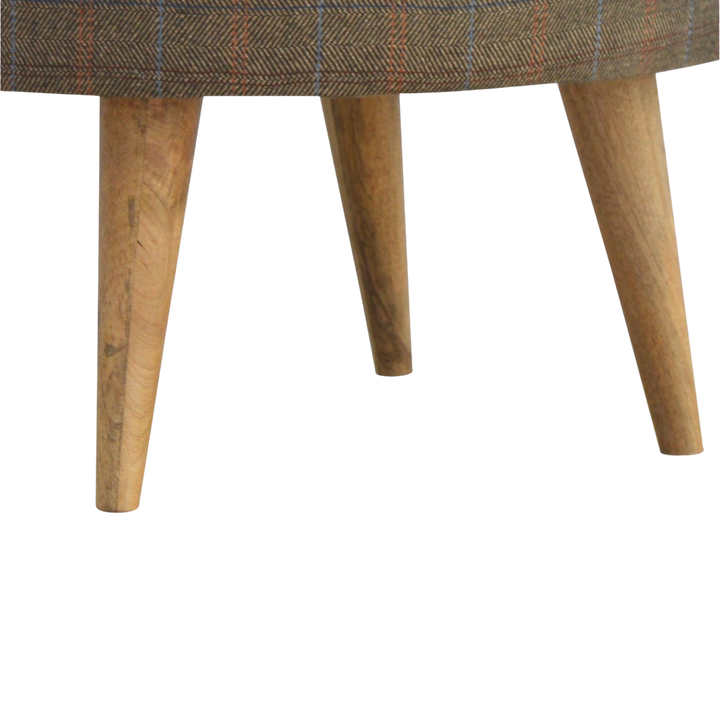 Close view of the legs on the Cheltenham Square Footstool in Heritage Tweed.