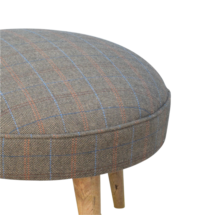 Close view of the seat on the Cheltenham Square Footstool in Heritage Tweed.