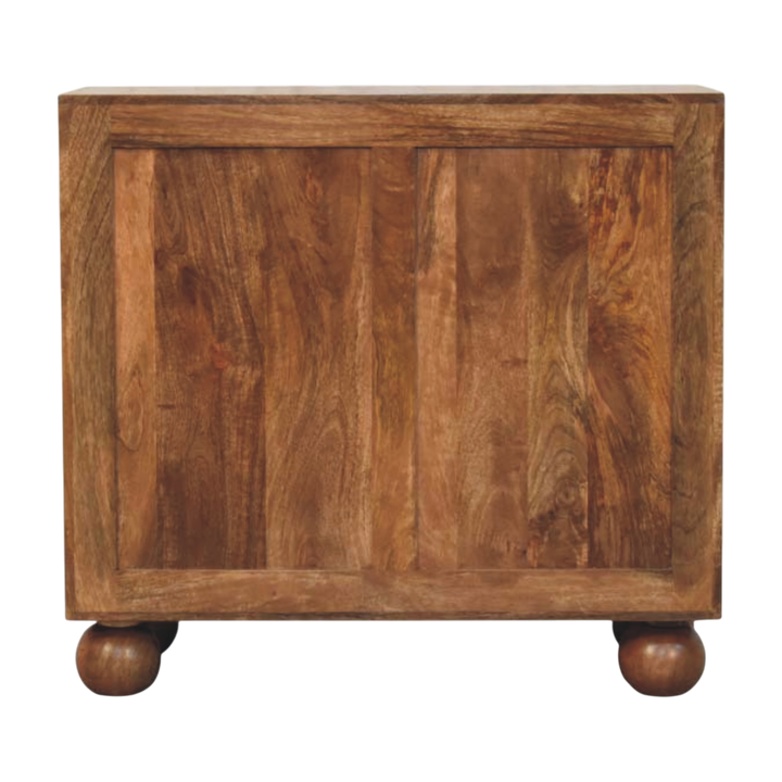 Comporta Arched Cane Sideboard in Amber with Natural Rattan, rear view.