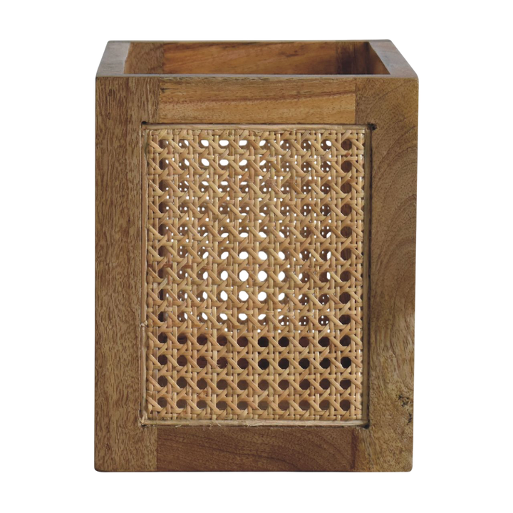 Comporta Storage Basket in Amber with Natural Rattan, side view showing the depth.