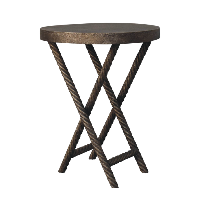 Delano Rope Side Table in Charcoal, three-quarter view showing the full profile.