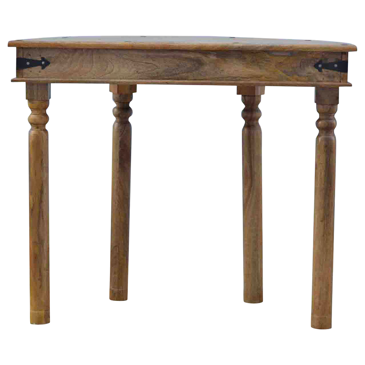 Grosvenor Demilune Console Table in Amber, side view showing the depth.