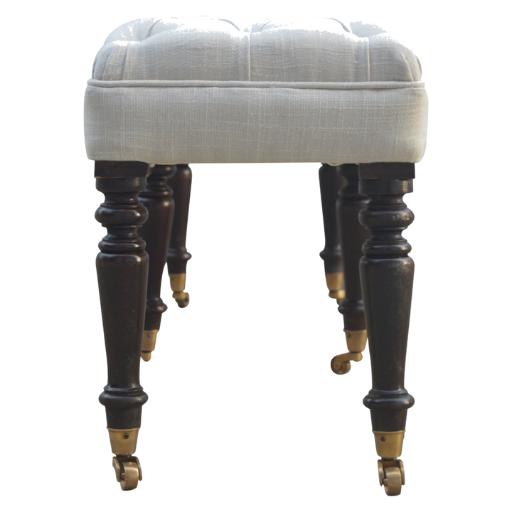 Grosvenor Hall Bench in Espresso and Alabaster, side view showing the depth.
