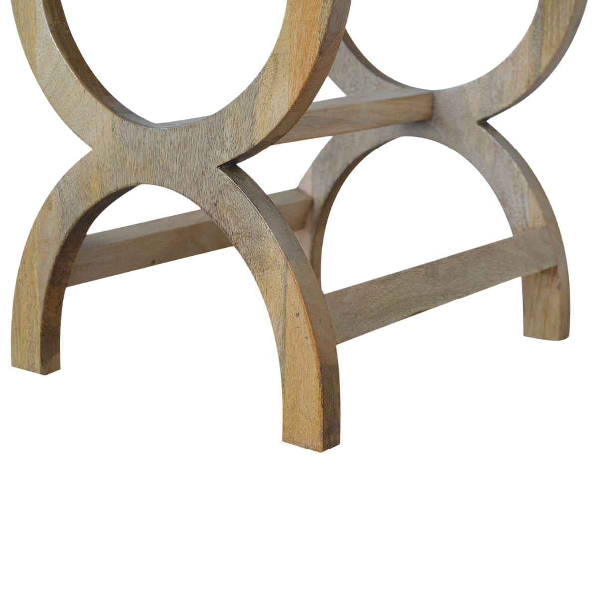 Close view of the base on the Grosvenor Serpentine Bedside Table in Amber.