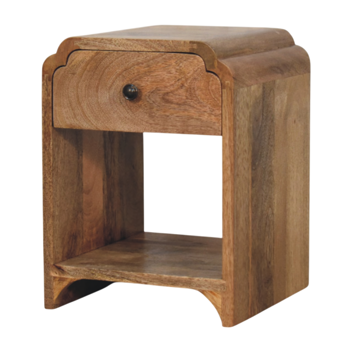 Hadley Mini Bedside Table in Amber, three-quarter view showing the full profile.