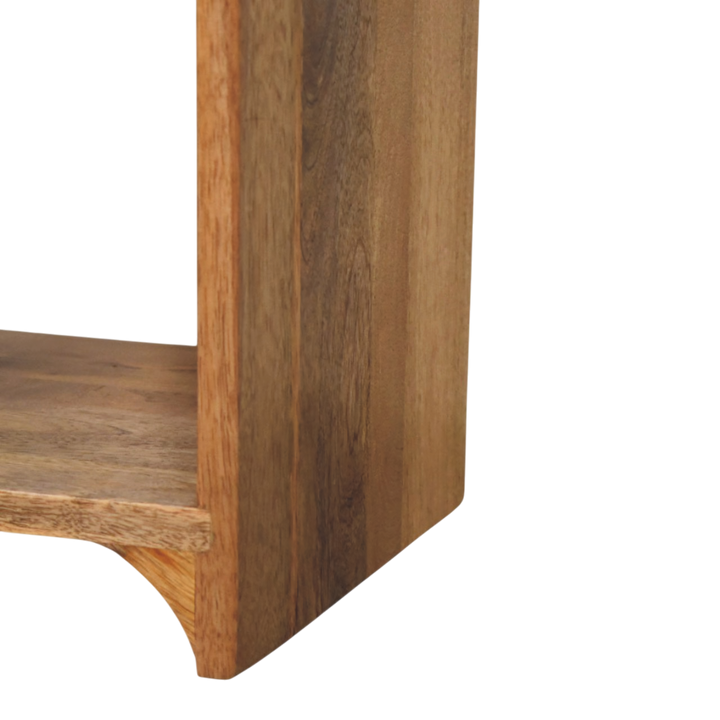 Hadley Mini Bedside Table in Amber, side view showing the depth.