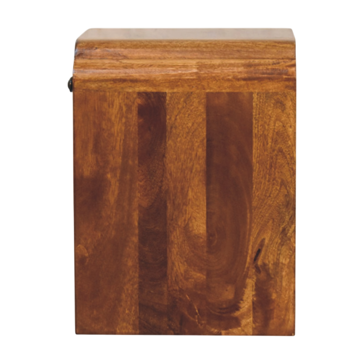 Hadley Mini Bedside Table in Chestnut, rear view.