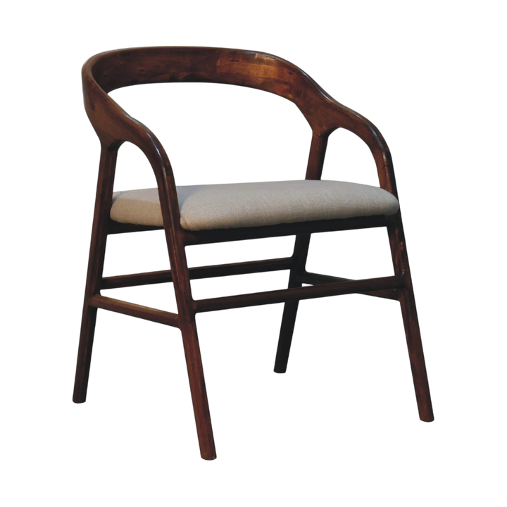 Hampstead Deco Chair in Clay Linen, three-quarter view showing the full profile.