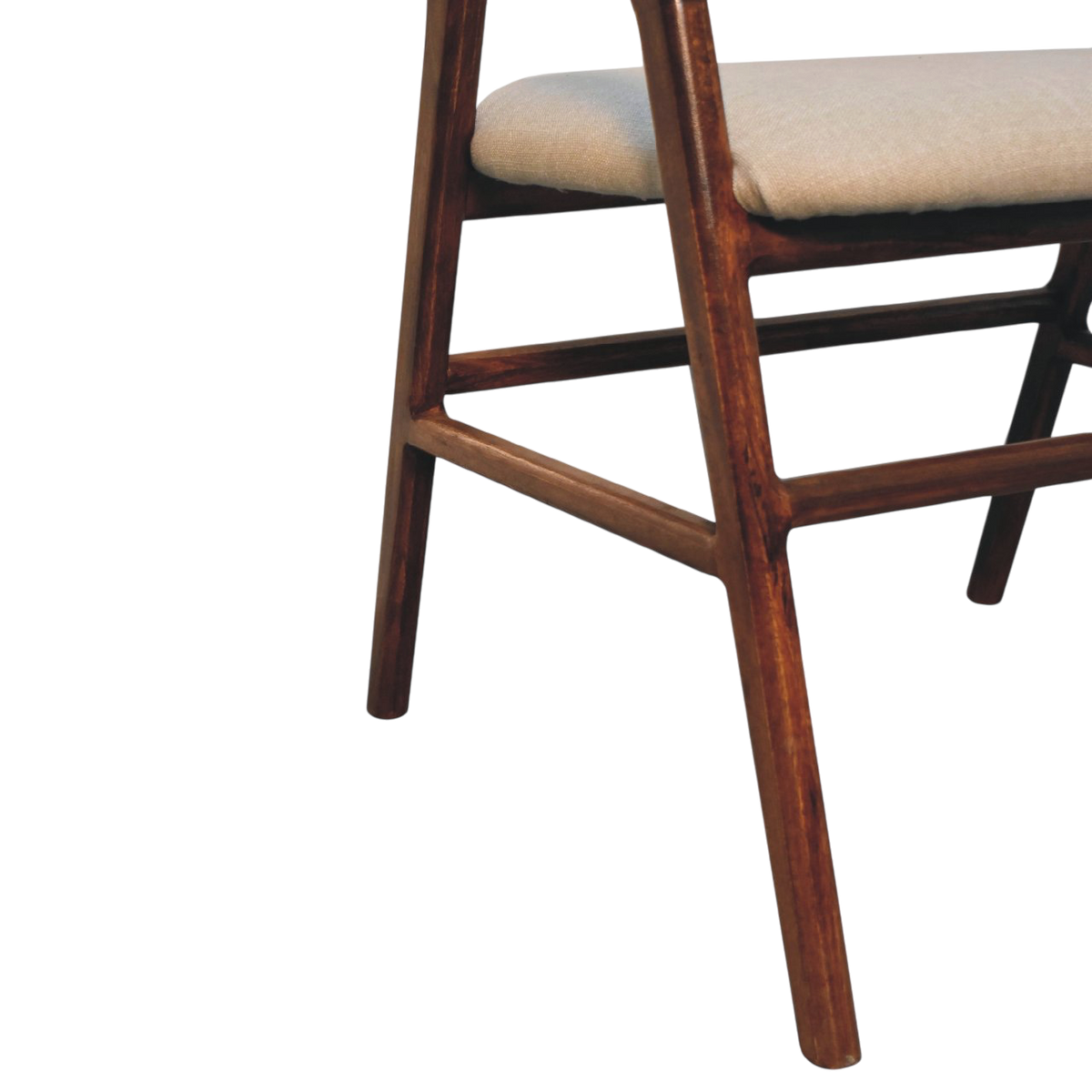 Hampstead Deco Chair in Clay Linen, side view showing the depth.