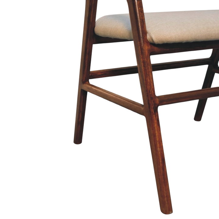 Hampstead Deco Chair in Clay Linen, side view showing the depth.