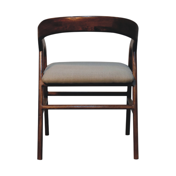 Hampstead Deco Chair in Clay Linen, rear view.