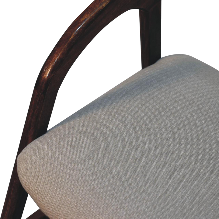 Close view of the seat on the Hampstead Deco Chair in Clay Linen.