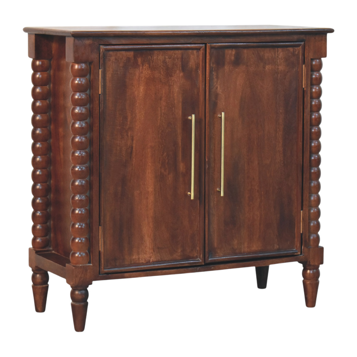 Langham 2-Door Cabinet in Claret, three-quarter view showing the full profile.