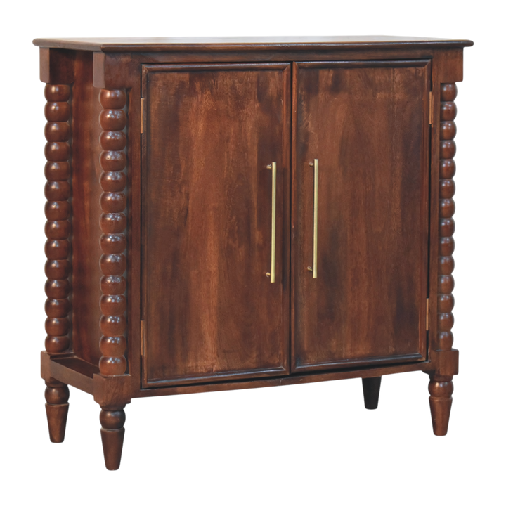 Langham 2-Door Cabinet in Claret, three-quarter view showing the full profile.