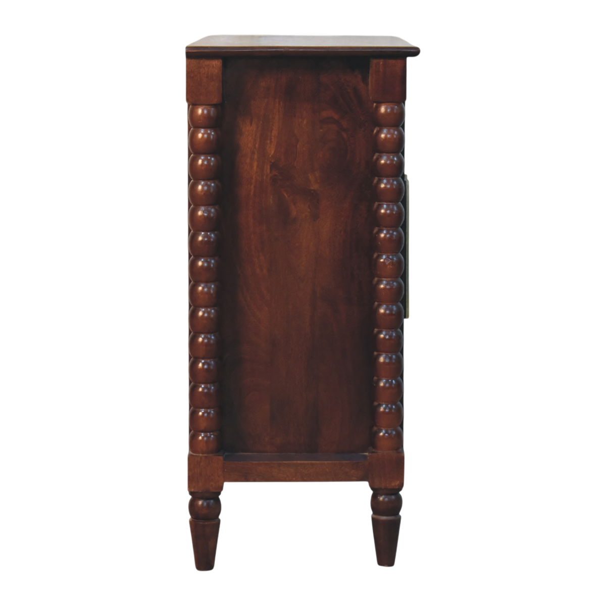 Langham 2-Door Cabinet in Claret, side view showing the depth.